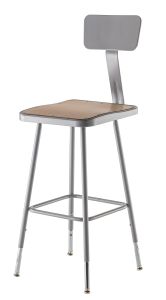 NPS Square Lab Stool with Backrest - 25"-33" Adjustable Height