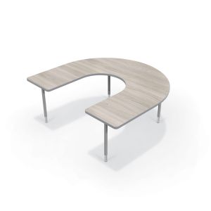 MooreCo Hiearchy Horseshoe Activity Table, Standard Height Platinum Legs, 22" – 32"H x 66"W x 60"D