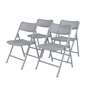 4 PACK National Public Seating Oversized 1000 LB AirFlex Plastic Folding Chair - Platinum - Model 1412