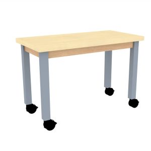 Diversified Spaces PerpetuLab Science Lab Table with Wheels, Plain Apron, Steel Legs, and Butcher Block Top - 24" x 60"