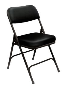 2 PACK National Public Seating 3200 Series Comfort Vinyl Padded Metal Folding Chair-Black