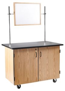 NPS® Mobile Science Cart with Inner Drawers and Shelf, Whiteboard /Mirror
