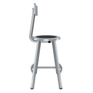 NPS® 24" Titan 1000 LB Stool, Black Steel Seat and Backrest, Grey Frame