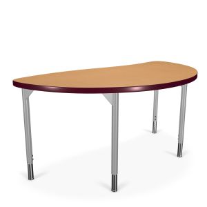 MooreCo Hierarchy Creator ADA Compliant Student Desk – Half Round – Platinum Legs, 22" – 32"H x 39.5"W x 21.9"D