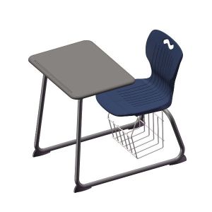 USACapitol Ntersect 16” H Hard Plastic Dual-Entry Sled Combination Desk with Book Basket - 18" D x 24" W