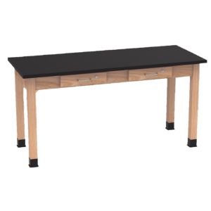 Diversified Spaces PerpetuLab Science Lab Table with Drawers, Wood Legs, and Phenolic Top - 36" x 48"