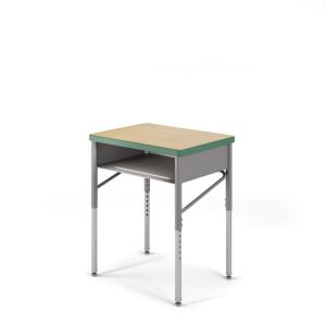 USACapitol Aptitude Adjustable Desk, 18" D x 24" W, with Open Front Book Box, Laminate Top and Spray Edge