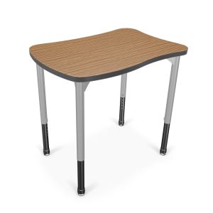 MooreCo Hierarchy Beluga Desk – Standard – Standing Height Legs (Platinum), 27" – 42"H x 35"W x 24"D