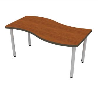ELO® Tide 30"D x 54"L Table with Beveled Lotz Armor Edge™ HPL Top and 2" Adjustable Straight Round Legs