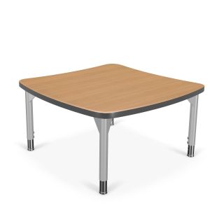 MooreCo Hierarchy Creator Desk – Square (ADA) – Youth Height Legs (Platinum), 12" – 18"H x 40.6"W x 40.6"D