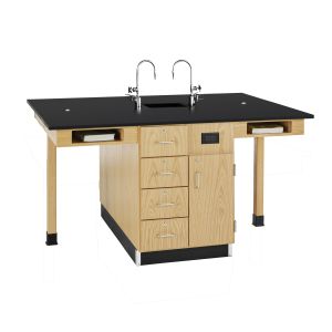 Diversified Spaces 4 Station Service Center with Multi-Storage, Book Cubbies - Epoxy Top