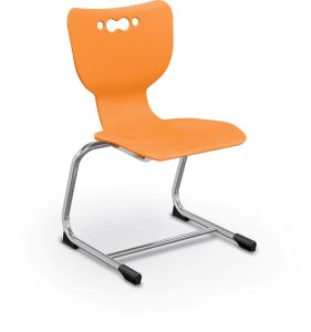 MooreCo Hierarchy Cantilever School Chair, 14" Height, Chrome Frame, Orange Shell