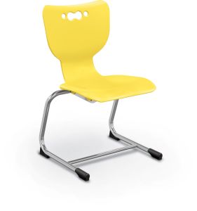 MooreCo Hierarchy Cantilever School Chair, 14" Height, Chrome Frame, Yellow Shell