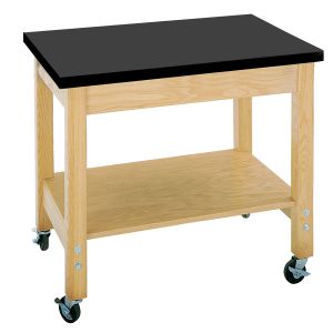 Diversified Spaces Mobile Demo Open-Style Cart - Oak Wood with ChemGuard Top