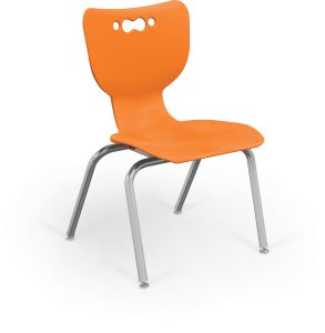 MooreCo Hierarchy 4-Leg School Chair, 16" Height, Chrome Frame, Orange Shell