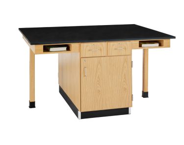 Diversified Spaces 4 Station Table, Book Cubbies - Epoxy Top