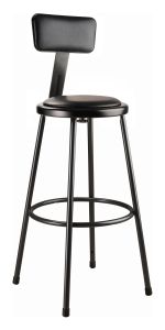 National Public Seating 30" Heavy Duty Vinyl Padded Steel Stool With Backrest, Black - Model 6430B-10