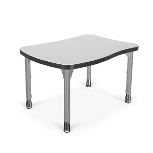 MooreCo Hierarchy Beluga Student Desk – Small – Platinum Legs, 22" – 32"H x 32"W x 23"D