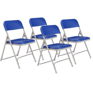 4 PACK National Public Seating 800 Series Commercial Plastic Folding Chair-Blue