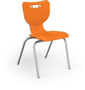 MooreCo Hierarchy 4-Leg School Chair, 18" Height, Chrome Frame, Orange Shell