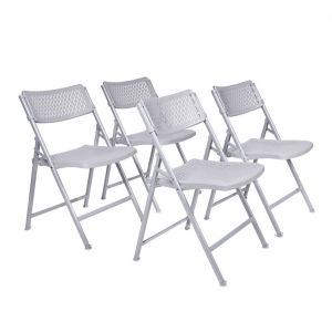 4 PACK HUSKY Seating 1000 LB Oversized AirMax Folding Chair - Platinum
