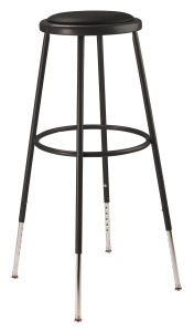 National Public Seating 32 -39" Height Adjustable Heavy Duty Vinyl Padded Steel Stool, Black - Model 6430H-10