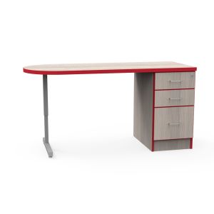 Universal Appleton Teacher's Desk with Beveled Lotz Armor Edge™ HPL Shaped Top, 2 Box Drawers, 1 File Drawer, UNET Leg, Glides, 60" W x 24" D