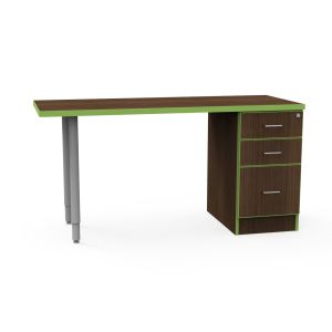 Universal Appleton Teacher's Desk with 3mm Edge HPL Rectangle Top, 2 Box Drawers, 1 File Drawer, 2" ELS Adjustable Straight Round Legs, Glides, 60" W x 24" D