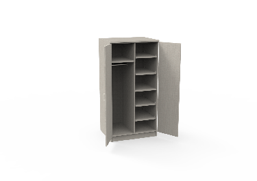 REplay® Modular Tall Wardrobe Teacher Cabinet Unit with Double Doors, 1 Vertical Divider, 2 Fixed Shelves, 4 Adjustable Shelves, 1 Coat Rod Left, Deadbolt Lock with Chain Bolt, and Adjustable Levelers - 48"W x 23"D x 72"H