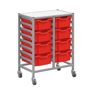 Gratnells Dynamis Double Column Cart with 8 Deep Trays