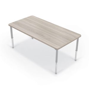 MooreCo Hiearchy Rectangle Activity Table, Standard Height Platinum Legs, 22" – 32"H x 48"W x 30"D