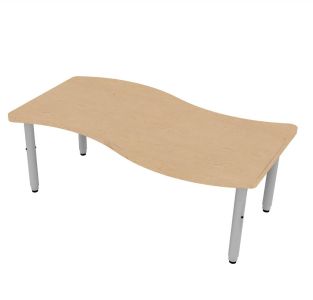 ELO® Tide 30"D x 54"L Table with 3mm Edge HPL Top and 2" Universal Junior Pin Adjustable Straight Round Legs