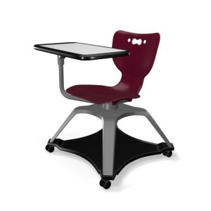 MooreCo Hierarchy Enroll Chair, Armless Shell with Whiteboard Tablet Arm and Hard Casters, 32.4"H x 25.6"W x 25.6"D