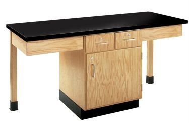 Diversified Spaces 2 Station Table with Two Drawers - Chemguard Top