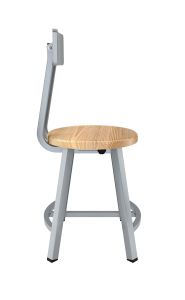 NPS® 18" Titan 1000 LB Stool, Solid Wood Seat with Backrest, Grey Frame