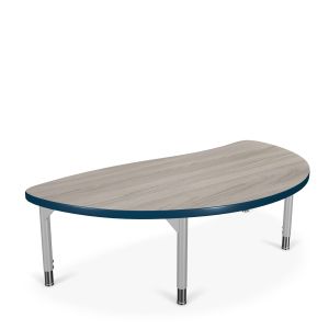 MooreCo Hierarchy Creator Desk – Half Round (ADA) – Youth Height Legs (Platinum), 12" – 18"H x 39.5"W x 21.9"D