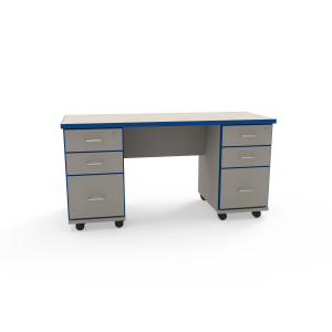 Jackson Teacher's Desk with Beveled Lotz Armor Edge™, Both Sides: 2 Drawers, 1 File Drawer, 60" W x 24" D