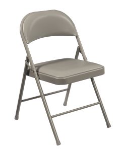 4 PACK Commercialine All-Steel Vinyl Padded Folding Chair-Gray