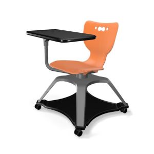 MooreCo Hierarchy Enroll Chair, Armless Shell with Tablet Arm and Soft Casters, 32.4"H x 25.6"W x 25.6"D