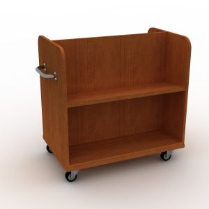 Mobile Double Sided Book Truck with 1 Angled Shelf per side, 4 Casters, 2 Bar Handles - 36"W x 36"H x 23"D