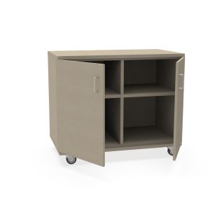 REplay® Mobile Base Cabinet Unit with Double Doors, 1 Vertical Divider, 2 Adjustable Shelves, and Casters - 48"W x 23"D x 35.5"H