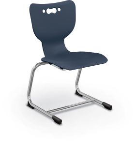 MooreCo Hierarchy Cantilever School Chair, 14" Height, Chrome Frame, Navy Shell