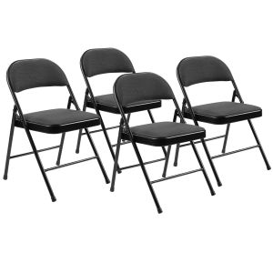 4 PACK Basics by NPS® 900 Series Fabric Padded Steel Folding Chair - Star Trail Black - Model 970