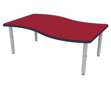 ELO® Tide XL 35"D x 54"L Table with Beveled Lotz Armor Edge™ HPL Top and 2" Universal Junior Pin Adjustable Straight Round Legs