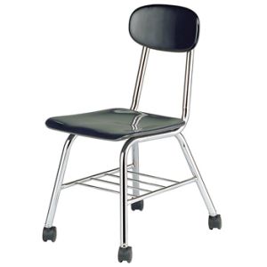 USACapitol Legacy 17.5” H-Frame Hard Plastic Chair with Book Rack and Casters