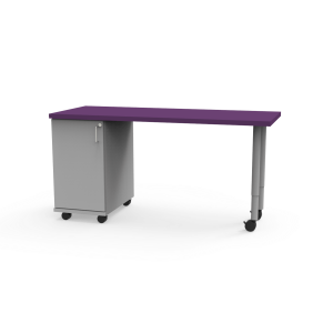 Appleton Teacher's Desk with Beveled Lotz Armor Edge™ HPL Rectangle Top, Adjustable Shelf Cabinet on Left Hand Side, 2" ELS Adjustable Straight Round Legs, 60" W x 24" D