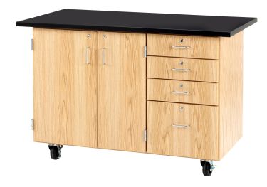 Diversified Spaces Extra Large Mobile Workstation with Storage - Solid Top