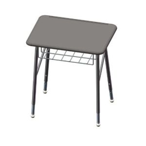 USACapitol Aptitude Adjustable Desk with XL Hard Plastic Top and Book Basket - 20" D x 27" W