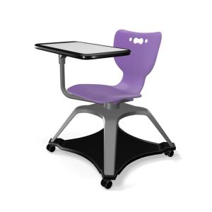 MooreCo Hierarchy Enroll Chair, Armless Shell with Whiteboard Tablet Arm and Soft Casters, 32.4"H x 25.6"W x 25.6"D