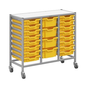 Gratnells Dynamis Triple Column Cart with 16 Shallow and 4 Deep Trays